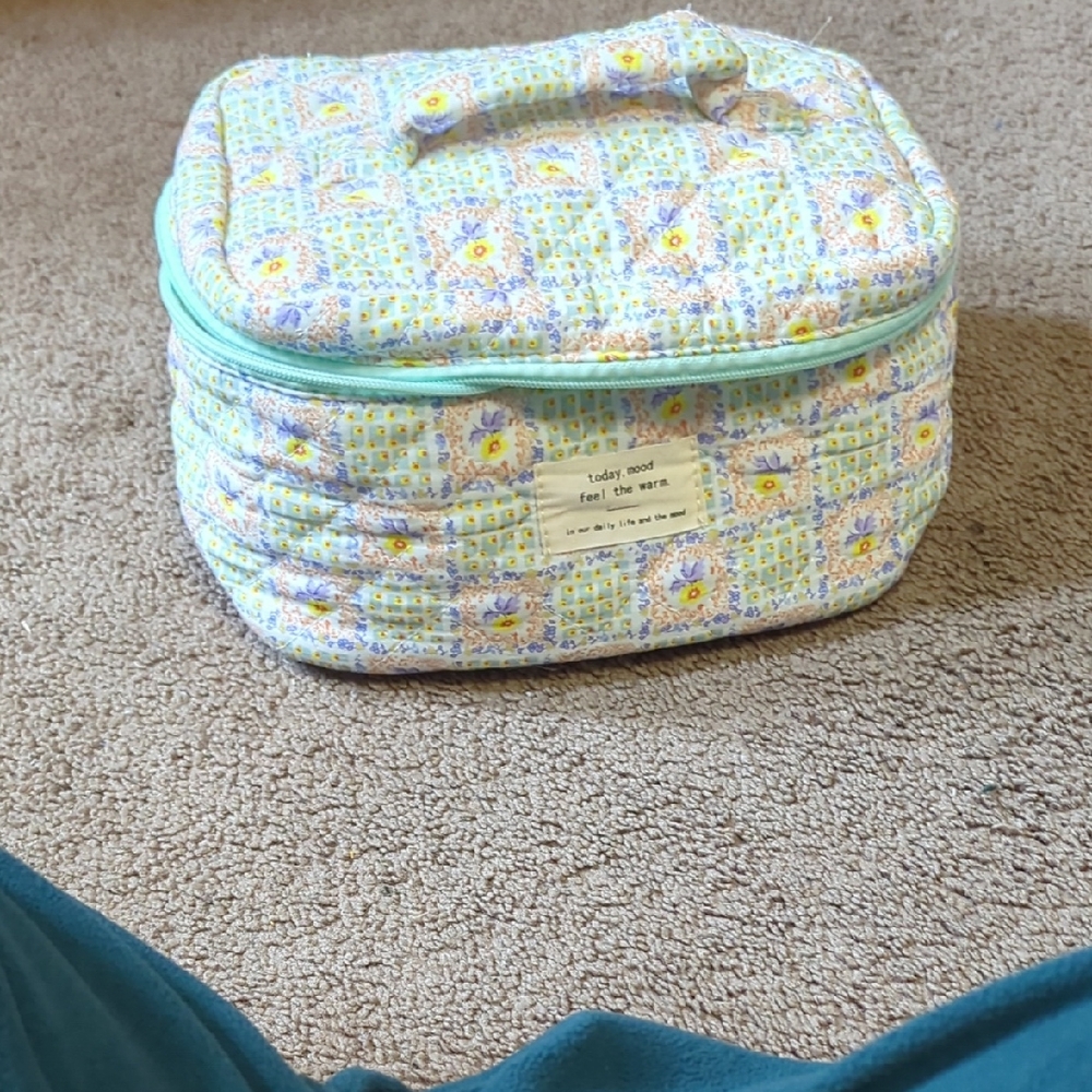 Floral Quilted Cosmetic Bag